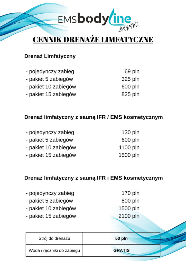 Cennik drenaże limfatyczne